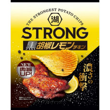 湖池屋STRONG薯片黑胡椒檸檬雞味56G*12包/箱